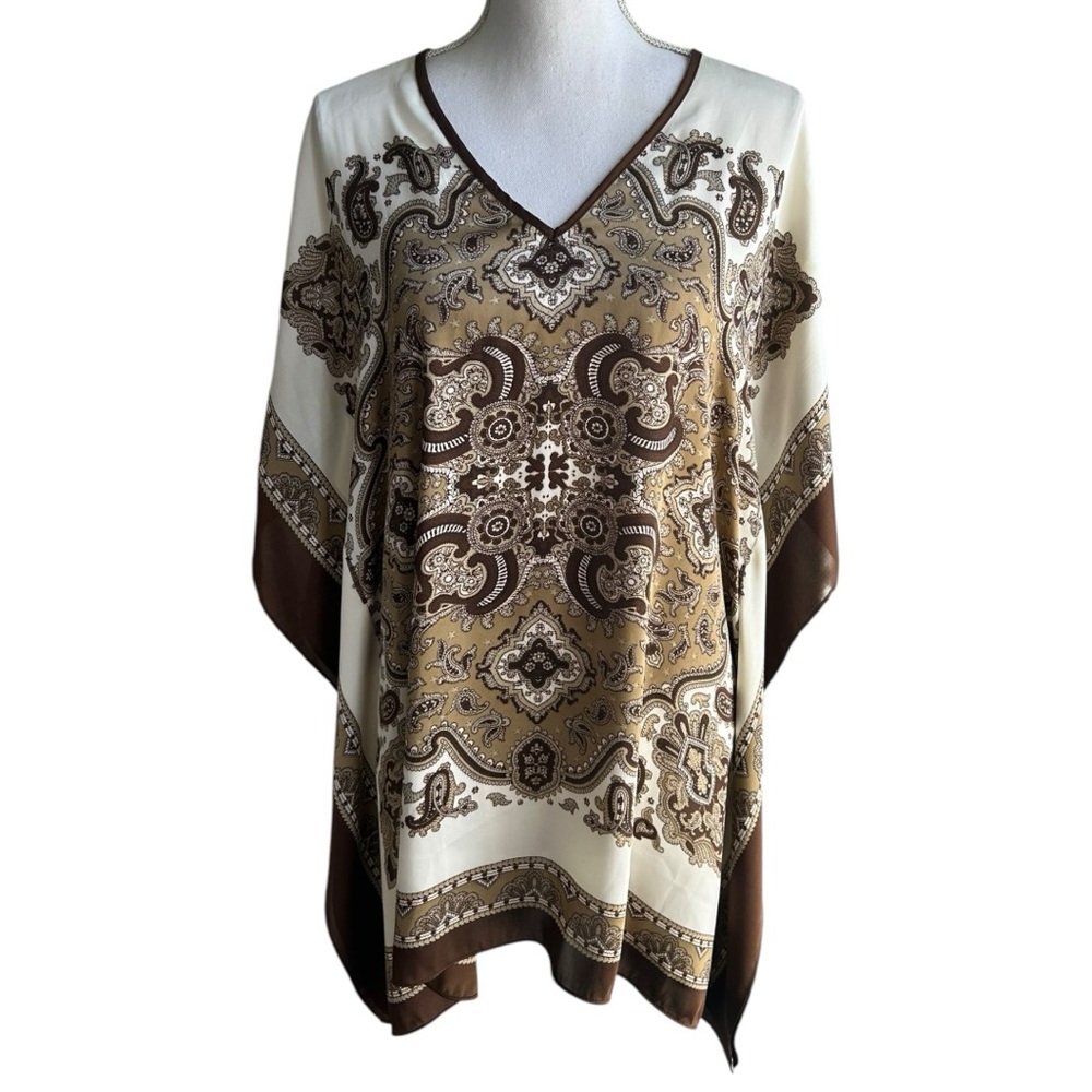 Michael Kors Brown and Cream Graphic Tunic